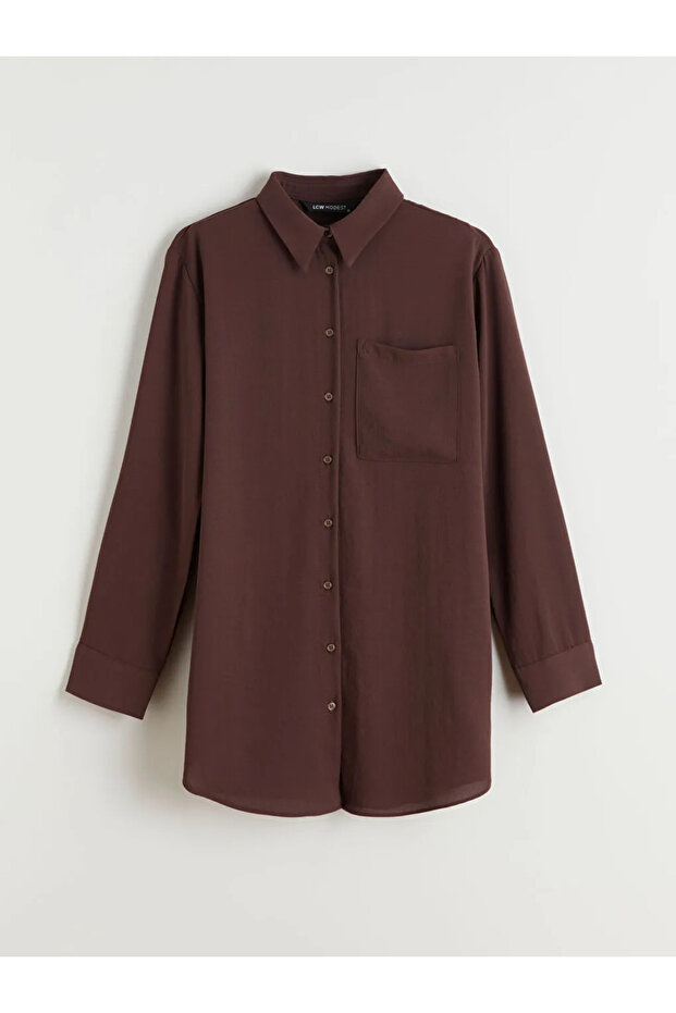 LCW Modest Kahverengi Cep Detaylı Kadın Gömlek Tunik - 2