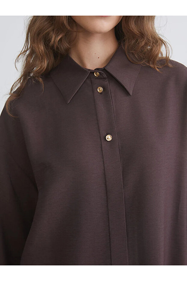 LCW Modest Kahverengi Kadın Gömlek Tunik - 2