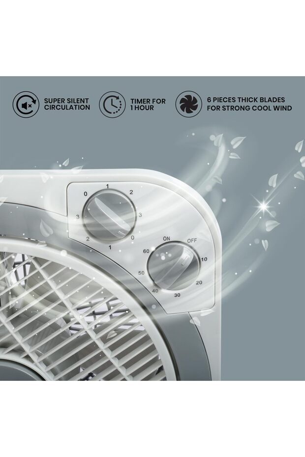 - 10' Inch Box Fan, Timer & Swing Function, 3 Speed Setting, Grey - CK2215 - 5