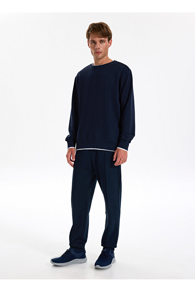 Lastikli Bel Standart Lacivert Erkek Eşofman Altı J4WM-EA7226 - 2