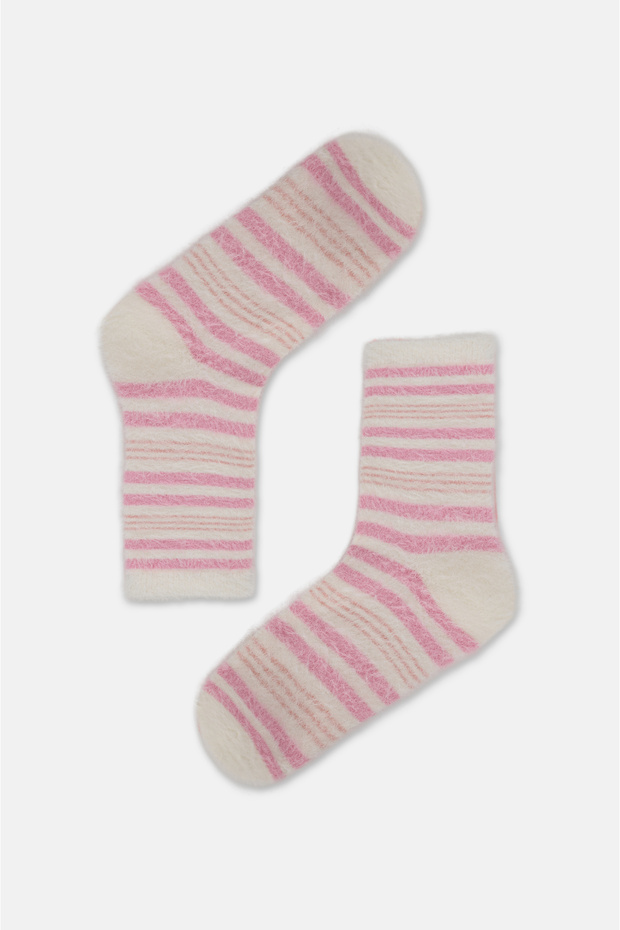 Fluffy Stripe Soket Çorap - 4