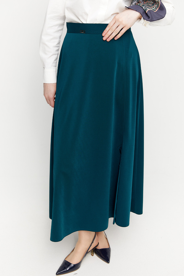 Süs Düğmeli Evaze Etek - 3