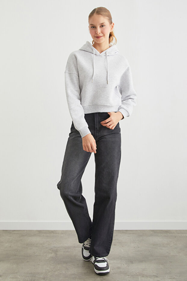 3 İplik Basic Kapüşonlu Sweatshirt - 3