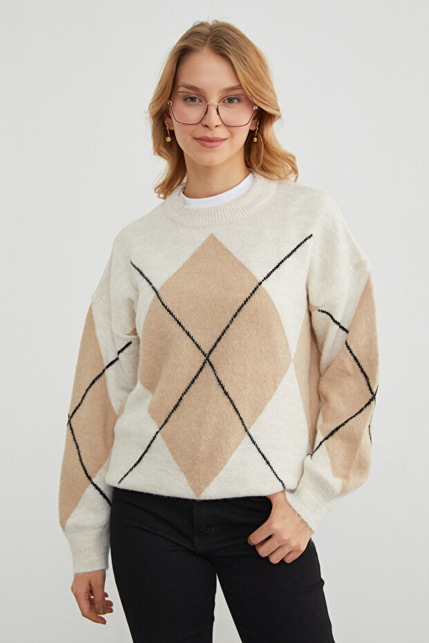 سترة كبيرة الحجم منقوشة بالألماس - 3