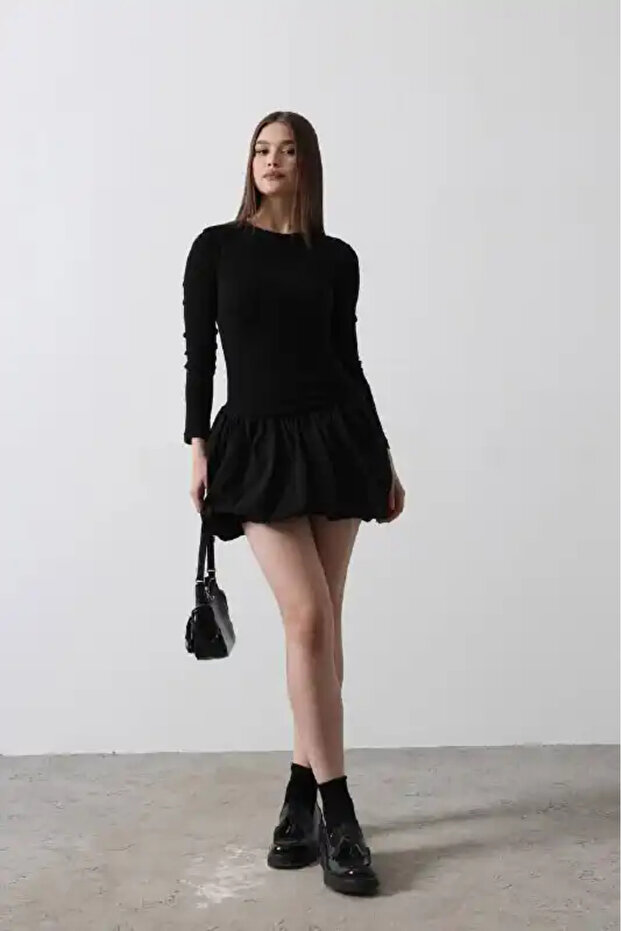 Balon Etekli Elbise - 1