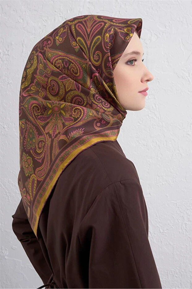 Tivil İpek Etnik Desen Eşarp 9421D - 2