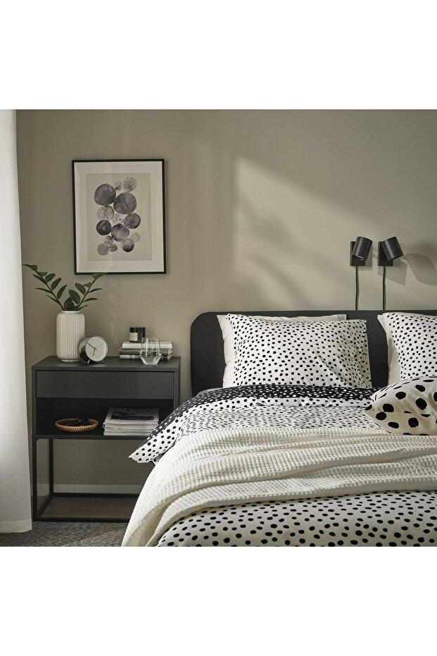 Double Duvet Cover Set, Black and White, 240X220/50X60 cm
