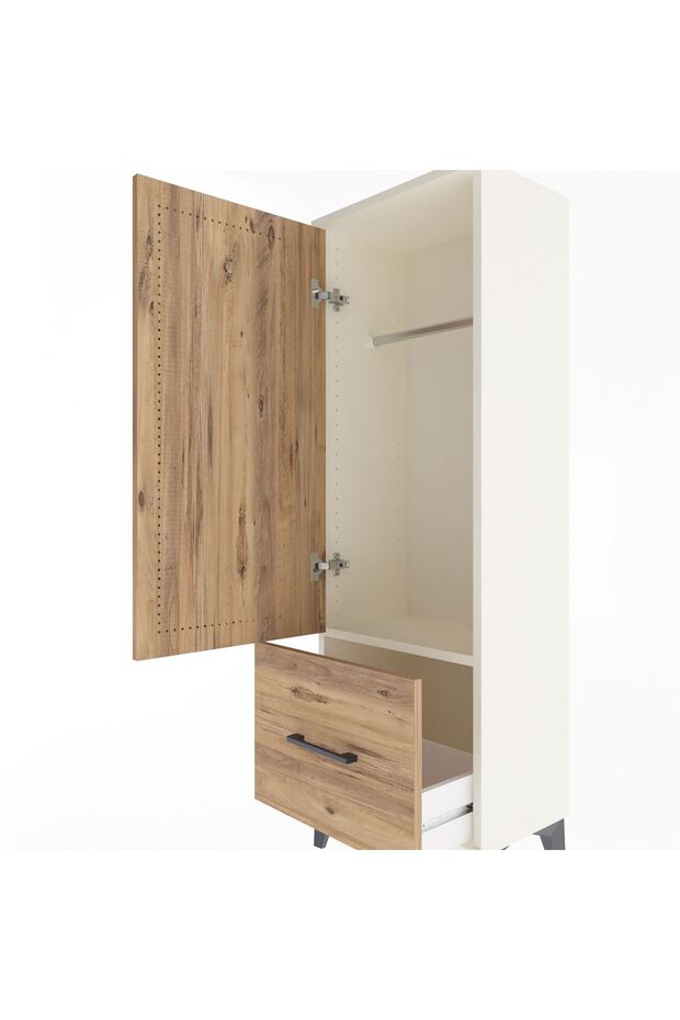 Arges Dolap Tek Raflı Tek Çekmeceli Tek Askılı 44x30x134 Aytaşı-Çam - 5