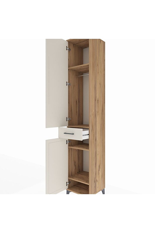 Hyperion Dolap 4 Raflı Tek Çekmeceli Tek Askılı 44x44x243 Çam-Aytaşı - 5