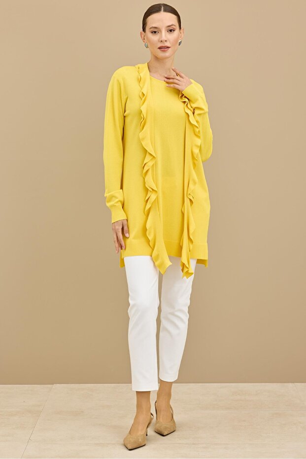 Rayon Tunic with Scarf Detail Yellow