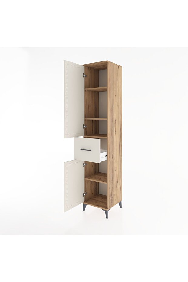 Hyperion Dolap 4 Raflı Tek Çekmeceli 2 Kapaklı 44x44x221 Çam-Aytaşı - 4