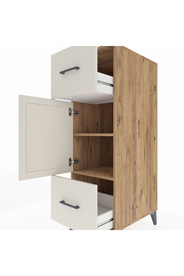 Kronos Dolap 2 Raflı 2 Çekmeceli Tek Kapaklı 44x59x134 Çam-Aytaşı - 5
