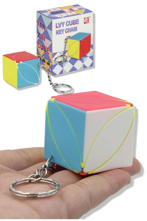 Set of 3 Rubik's Mind Cube Keychain Mini Intelligence Cubes Fast Rotating Durable Toy - 8