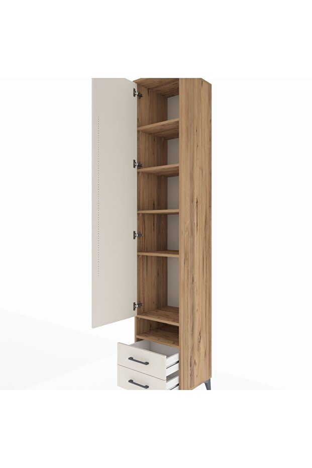 Hyperion Dolap 6 Raflı 2 Çekmeceli Tek Kapaklı 44x44x243 Çam-Aytaşı - 5