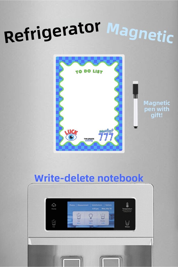 Yaz Sil Manifest 777 Blue to Do List Magnetic Refrigerator Note Holder Home Decoration List Board Missing Lis
