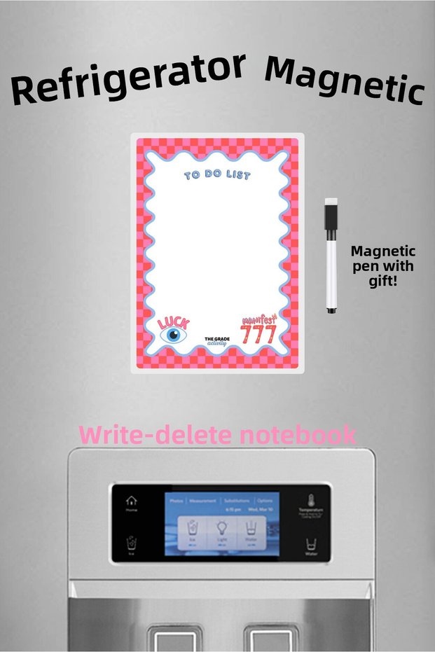 Summer Sil Manifest 777 Pink to Do List Magnet Refrigerator Memo Holder Kitchen Accessory Home Decoration