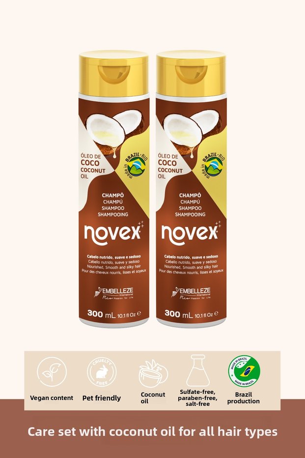 Coconut Oil - Shampoo Containing Coconut Oil for Dry and Damaged Hair 300ml X 2 Pieces