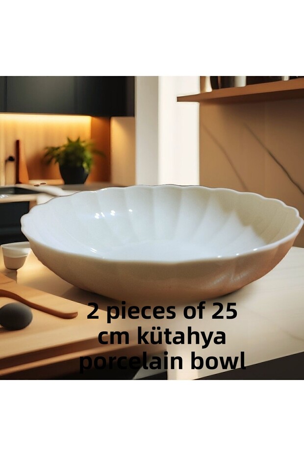 Bone Luz 2 Pieces 25 cm Bowl Without Gold Plating Salad Fruit Presentation Plate 1St Quality