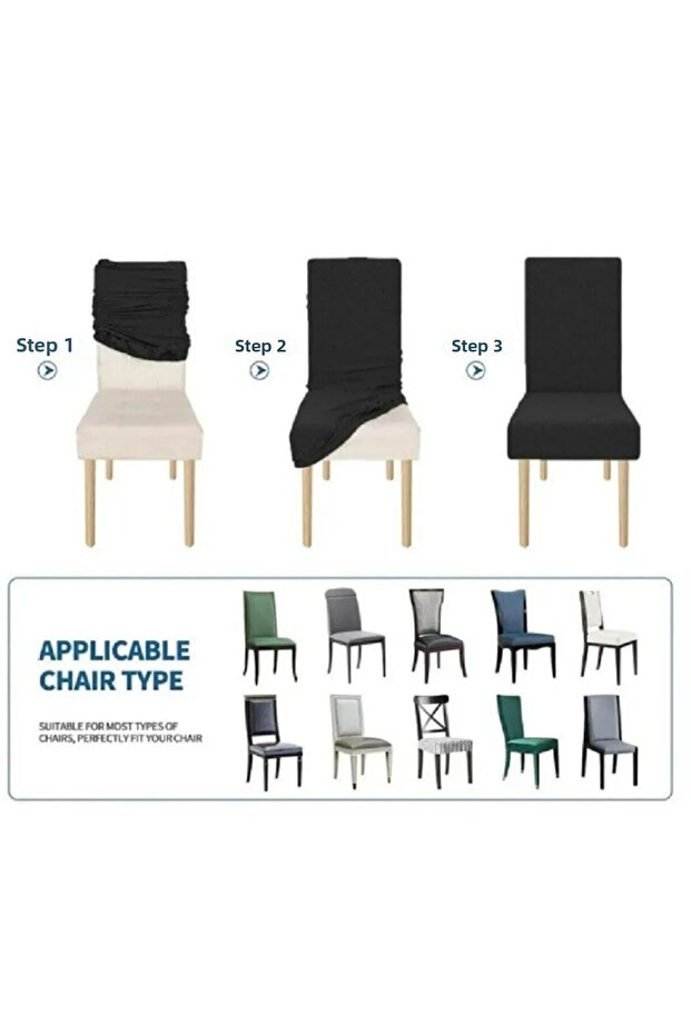 Husa scaun, husa scaun, elastic, lycra lavabil 1 bucati huse scaun - 3