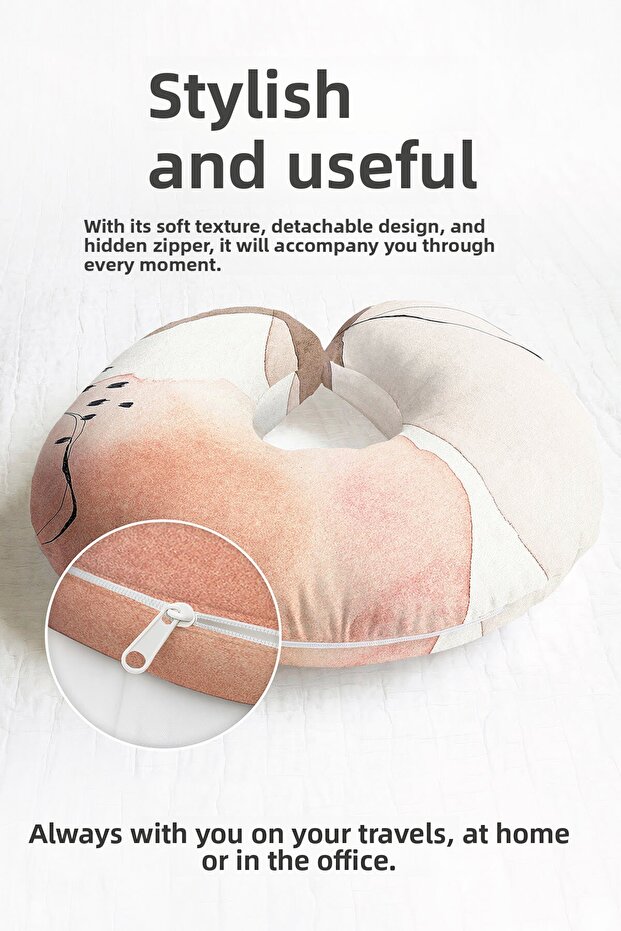 Abstract Pastel Tones Ergonomic Neck Pillow - Modern Minimalist Beige Brown Travel Pillow