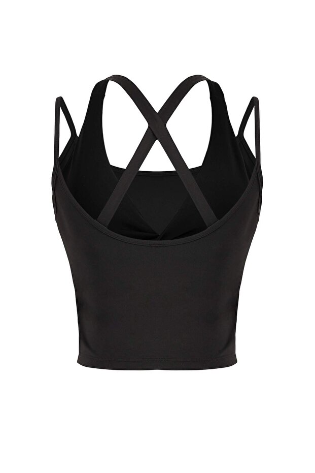 Siyah 2'li Destekli/Şekillendirici Askılı Örme Spor Sütyeni-Üst/Bluz Takım THMSS25SS00021 - 8