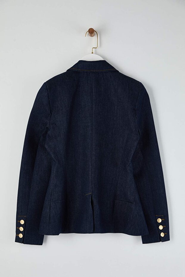 Koyu Mavi Cep Detaylı Blazer Denim Ceket TWOAW26CE00036 - 6