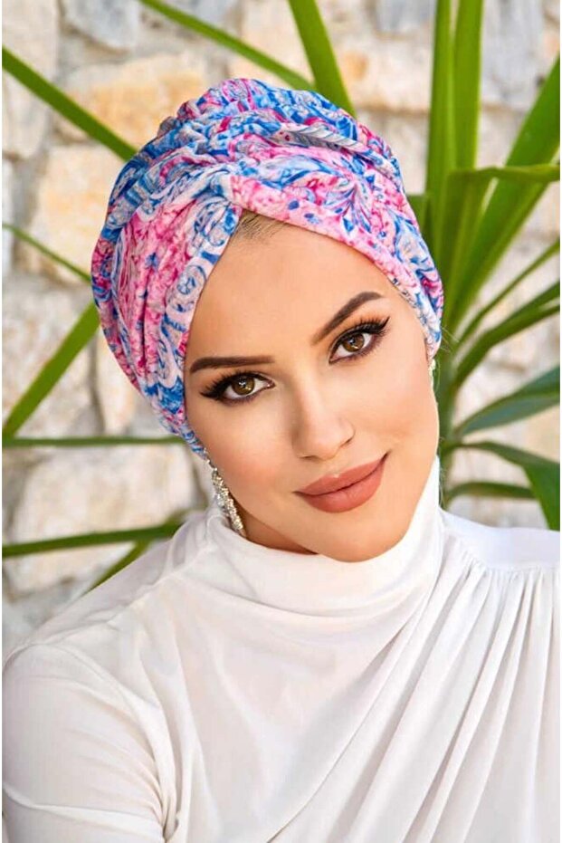 Blue Red Patterned Auger Bone - 1