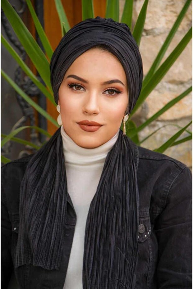 Siyah Piliseli Atkılı Bone - 3