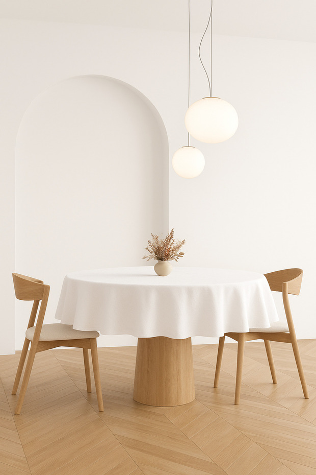 White Buldak Cotton Linen Table Cloth