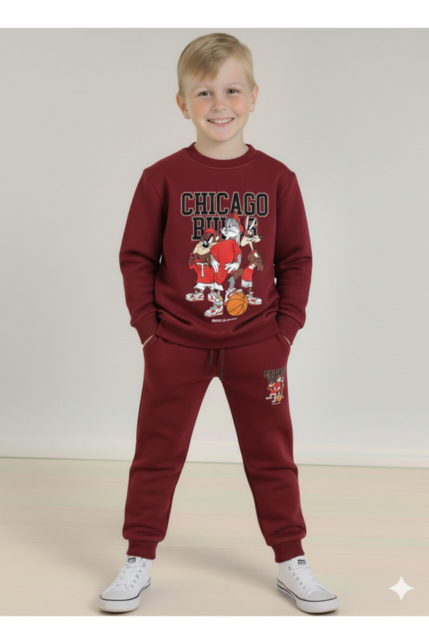 Boys' Chicago Bulls Printed Hooded Tracksuit Set