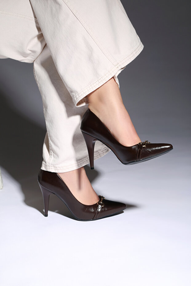 Brown Women's Heeled Shoes Pc-55127
