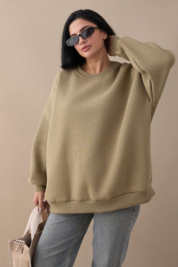 Şardonlu Basic Haki Sweat - 5