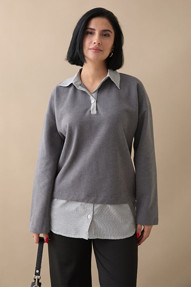 Garnished Thessaloniki Fabric Gray Sweat