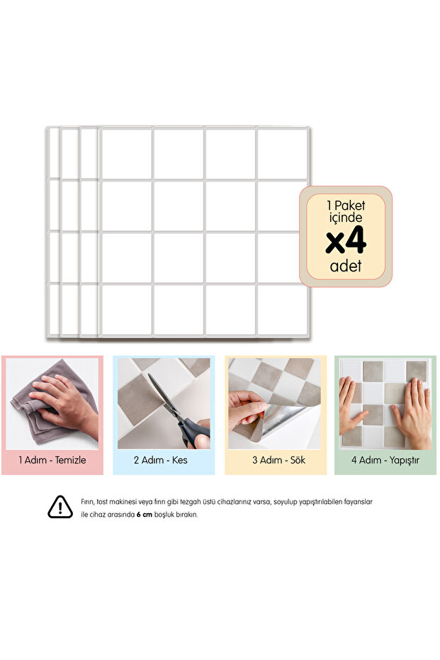 3d Kendinden Yapışkanlı Duvar Karosu 30,5 cm x 30,5 cm (4 ADET) 0,371 m² - 1