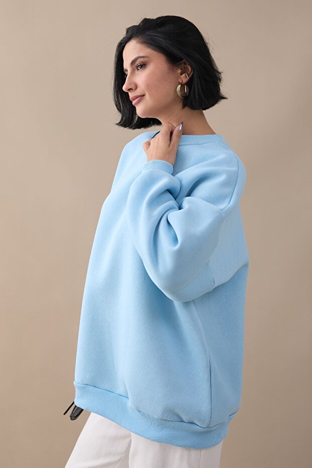 Şardonlu Basic Açık Mavi Sweat - 7