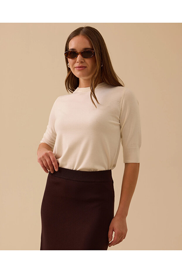 Kısa Kollu Basic Triko Bluz - 2