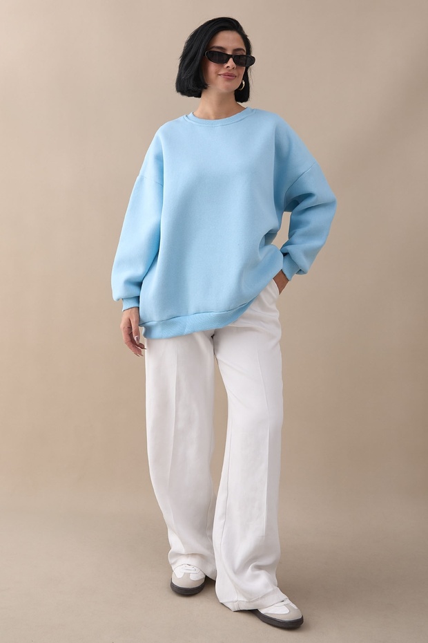 Şardonlu Basic Açık Mavi Sweat - 8