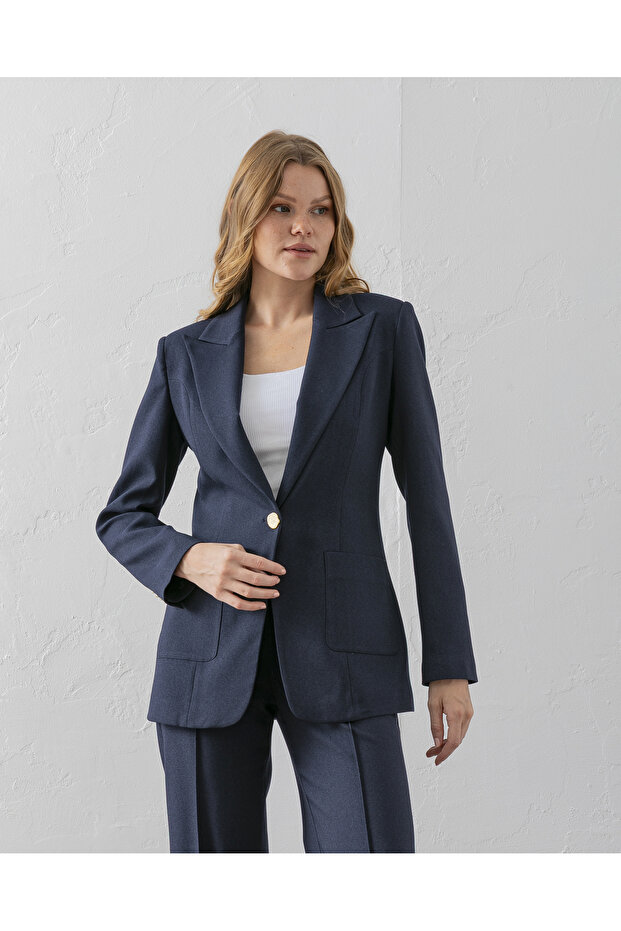 سترة بليزر بجيب مزدوج من البولي فيسكوز - 4