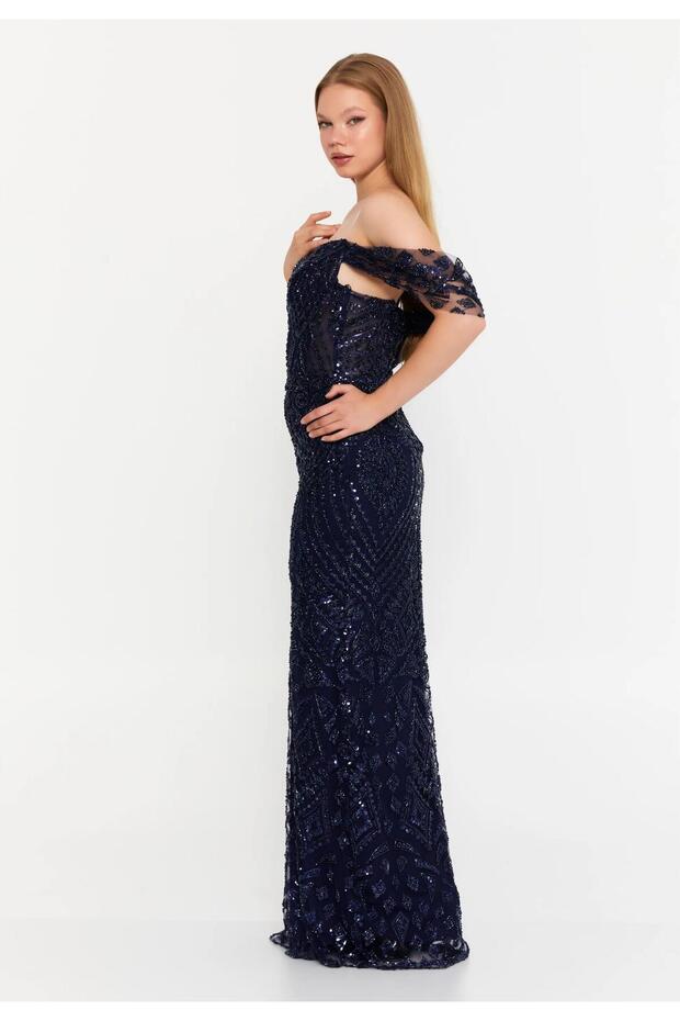 6139PAY PAYETLİ ELBİSE - 2