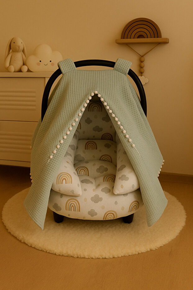 Piqued Muslin Fabric Stroller Cover Cushion and Sheet