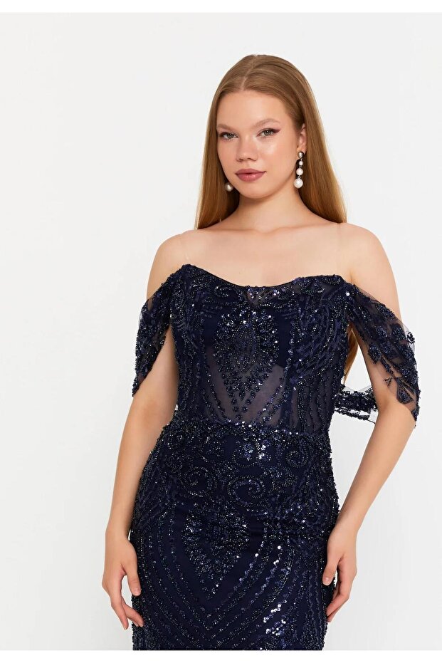 6139PAY PAYETLİ ELBİSE - 3