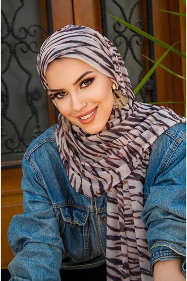 شال زيبرا منقوشة بونيه جاهز - 1