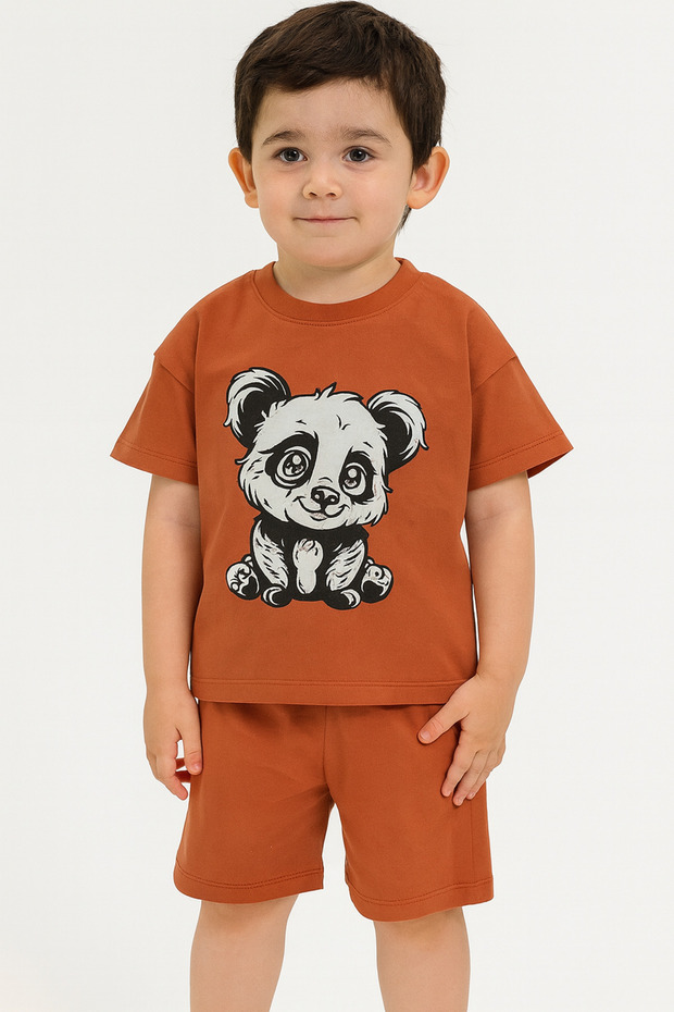 طقم شورت صيفي بنقشة الباندا - 1