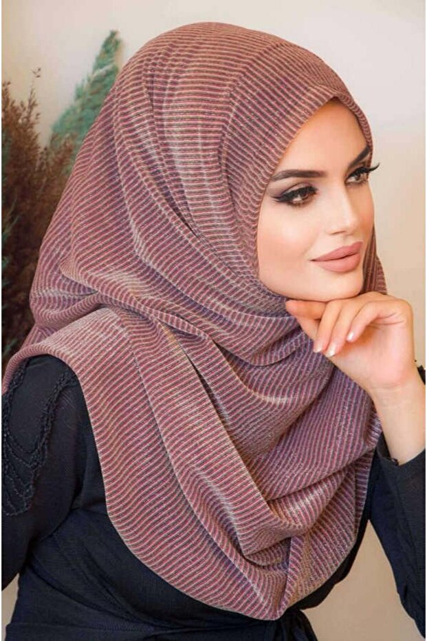 شال مزدوج منقوش بخط نحاسي - 3