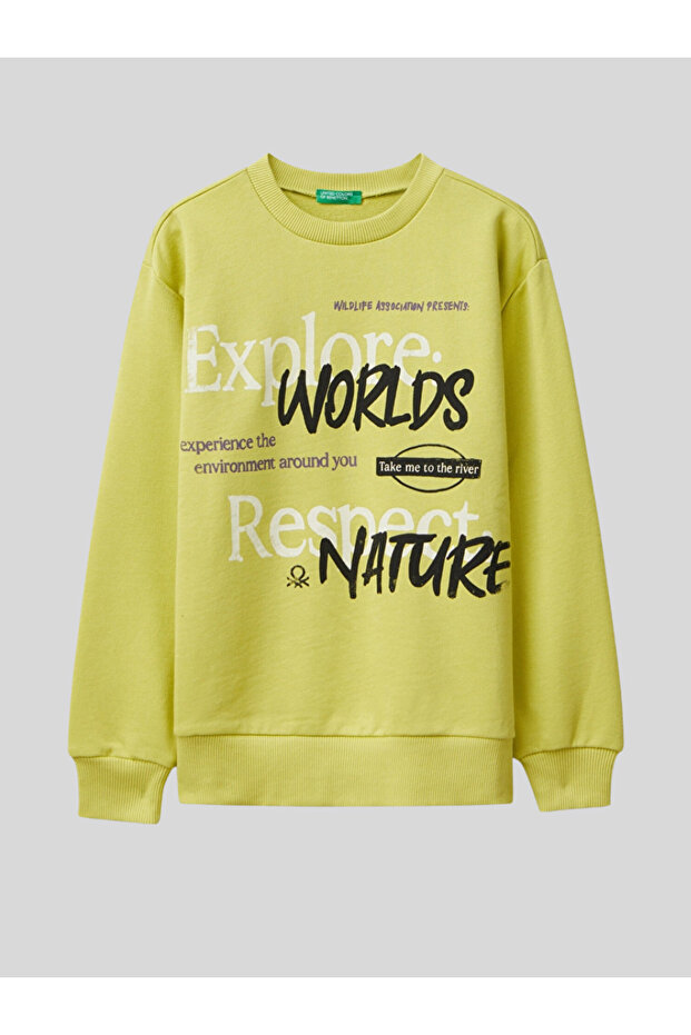 Boy's Printed Sweatshirt 6-14 Years Old Mustard