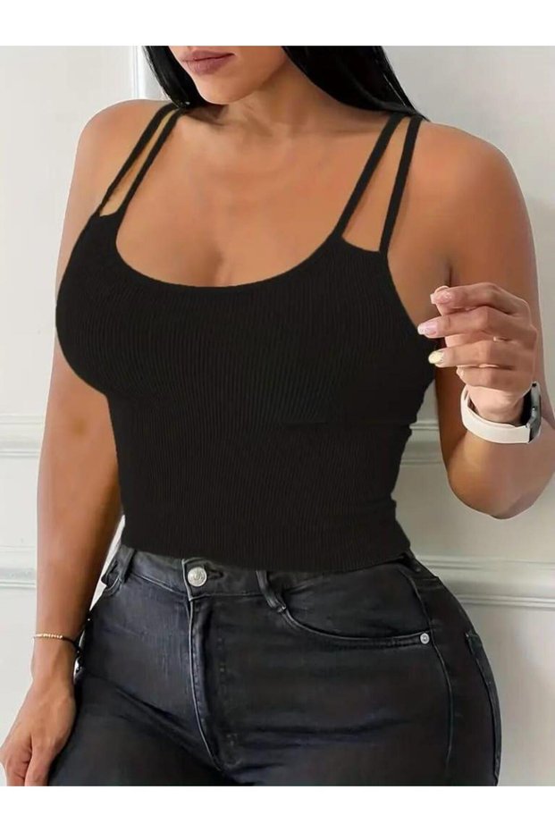 Women's Double Strap Camisole Fabric Crop (Colored)