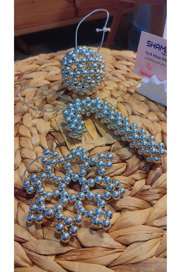 Metal-Made Ball Cane and Snowflake-Shaped Christmas Ornaments 3 Pieces