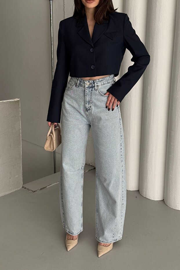 Women's Jeans Wide Leg Baggy Ice Blue Jeans