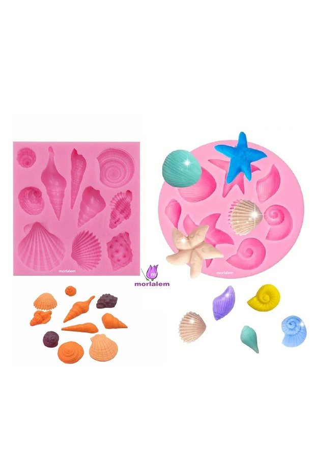 Set of 2 Sea Mussel Themed Molds, Sea Shell Star Mussels Silicone Mold K-172 K-1426