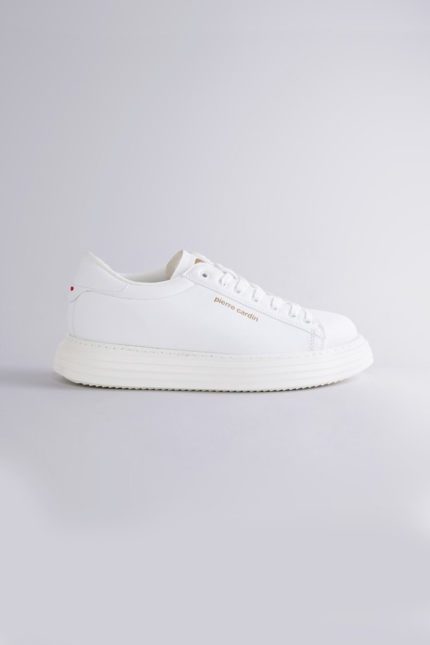 Gage Men's White Sneaker – Cream Sole Gold Logo Men's Sports Shoes
